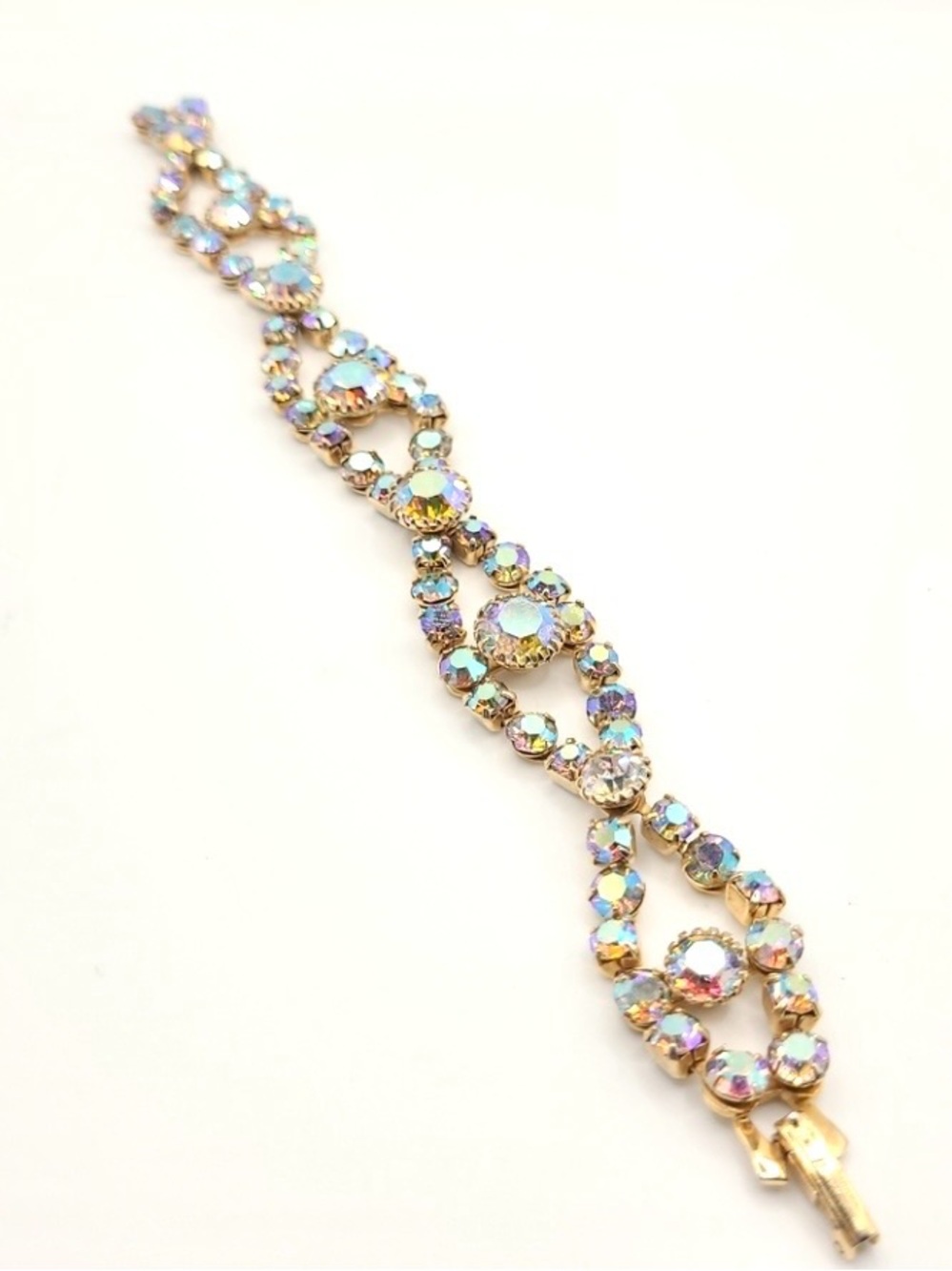 Vintage TRIAD Iridescent Crystal Link Bracelet